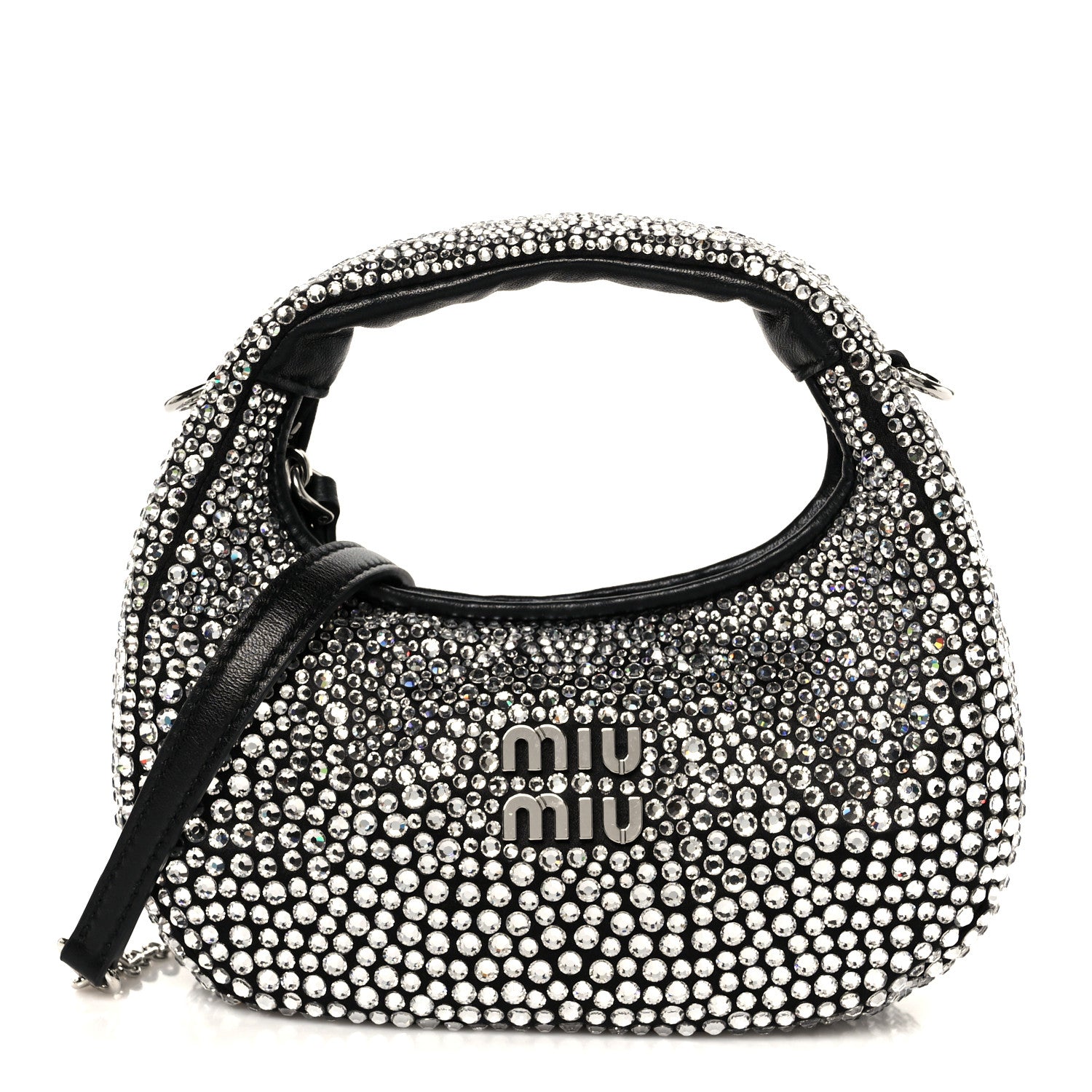 Miu Miu Crystal Silk Starlight Mini Wander Hobo Black 1 of 10
