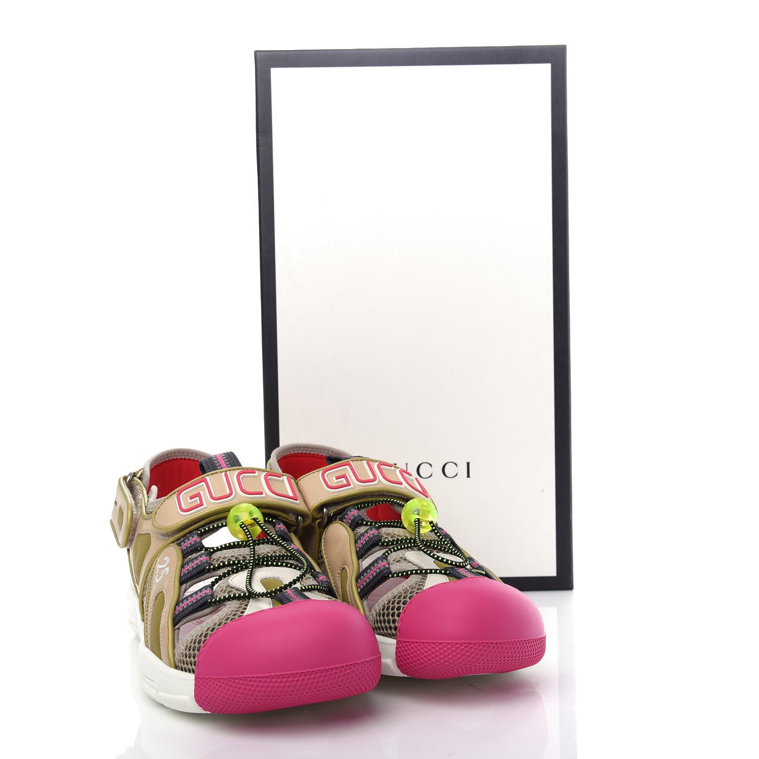 Gucci Mesh Fabric Tinsel Sport Sandals 39 Loess Sand Box Pink 11 of 11