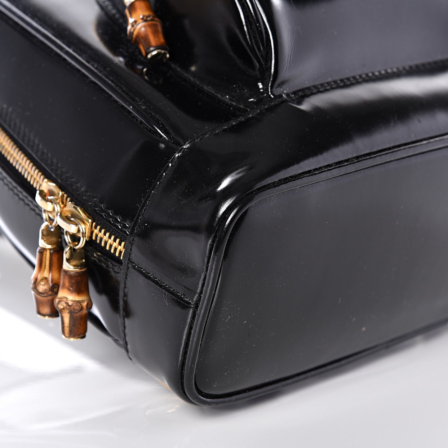 Patent Leather Bamboo Backpack Sling Black