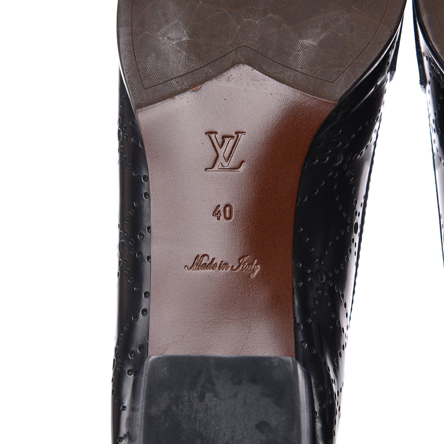 Louis Vuitton Glazed Calfskin Perforated Loafers 40 Black 6 of 10