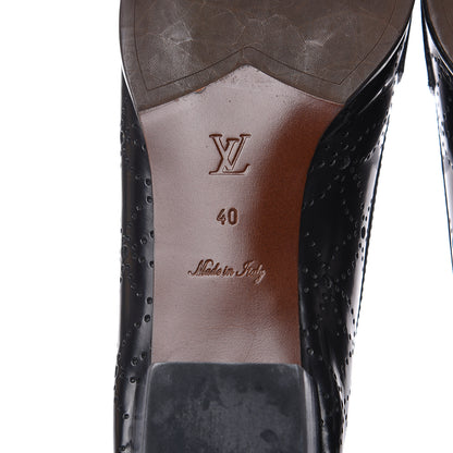 Louis Vuitton Glazed Calfskin Perforated Loafers 40 Black 6 of 10