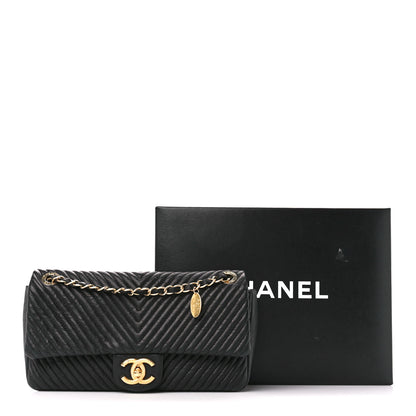 Chanel Calfskin Chevron Quilted Medium Surpique Flap Black 12 of 12
