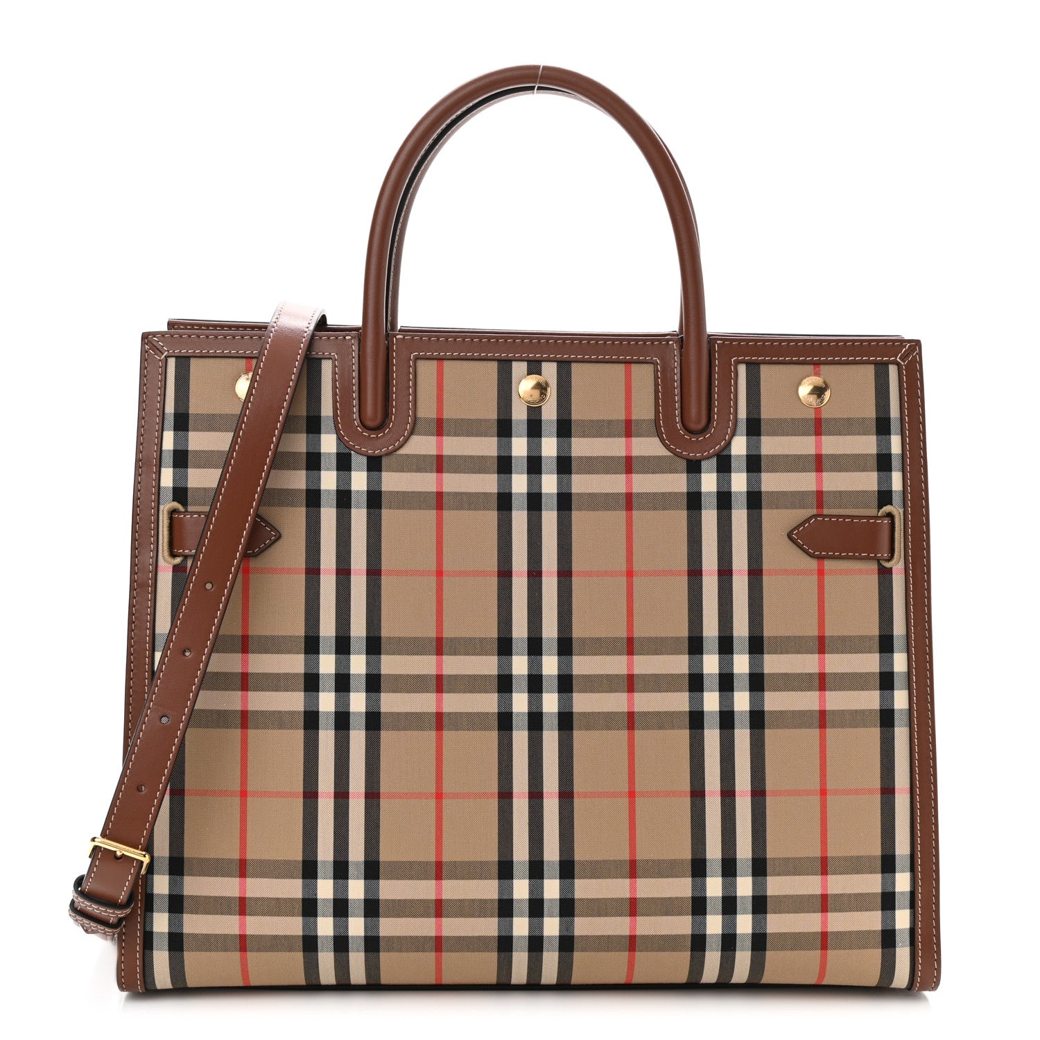 Burberry Vintage Check Calfskin Medium Title Bag Archive Beige 1 of 10