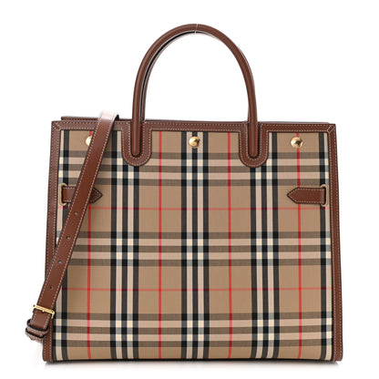 Burberry Vintage Check Calfskin Medium Title Bag Archive Beige 1 of 10