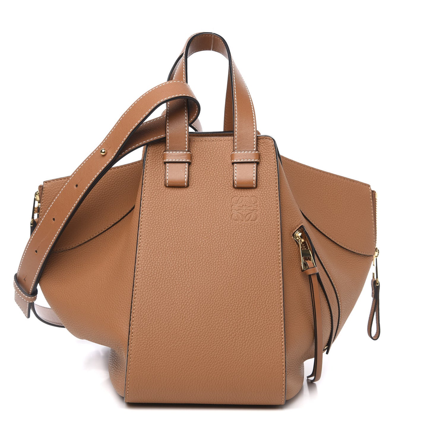 Grained Calfskin Small Hammock Shoulder Bag Tan