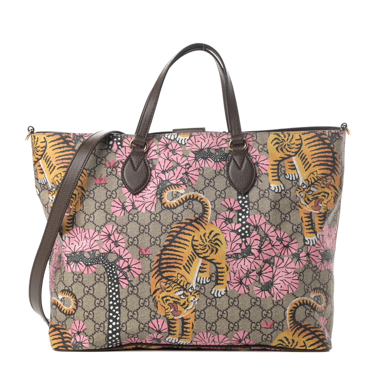 Gucci Soft GG Supreme Monogram Bengal Medium Crossbody Tote Beige Pink 1 of 13
