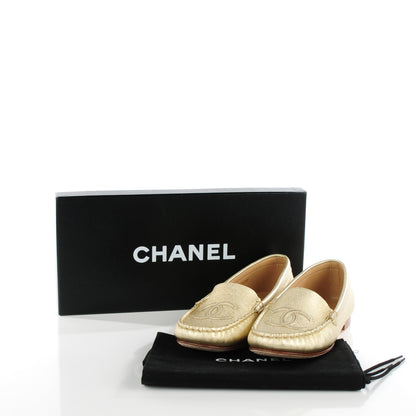 Chanel Metallic Calfskin CC Loafers 35 Gold 7 of 10