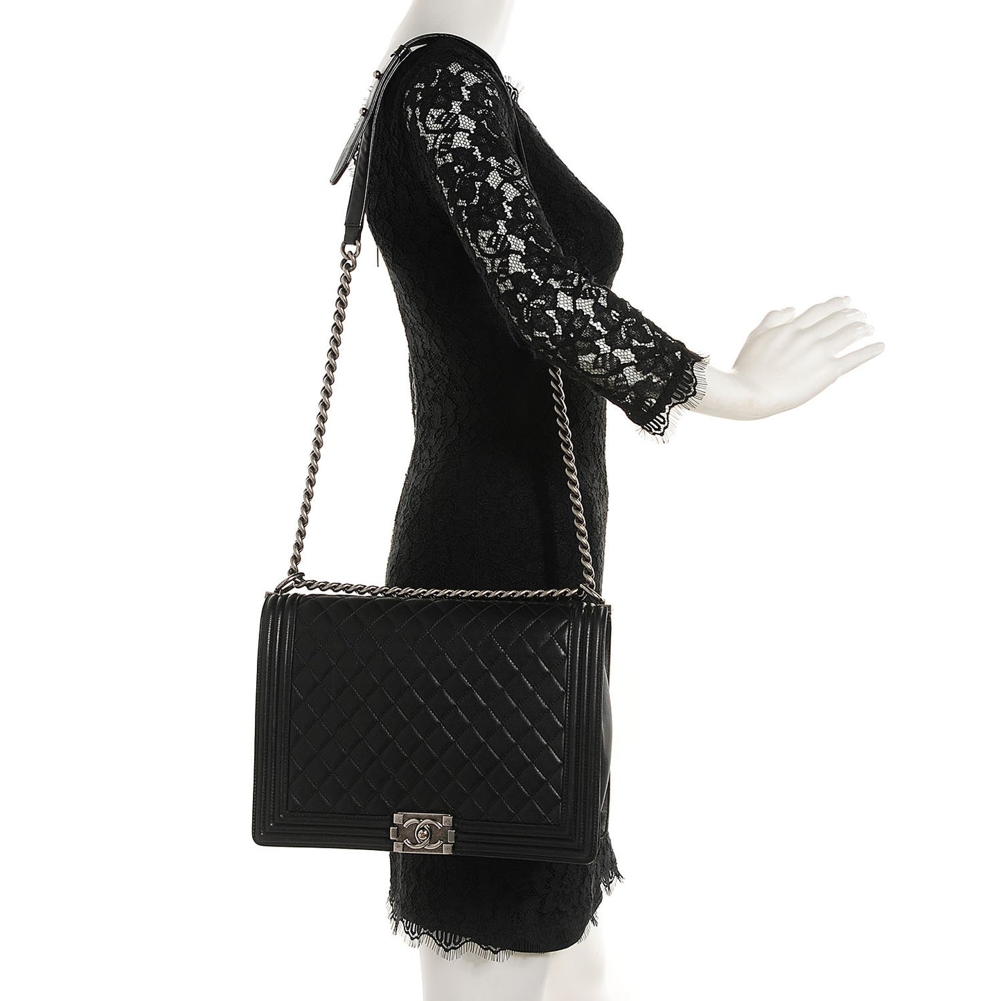 Lambskin Quilted New Medium Boy Flap Black