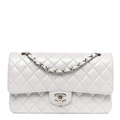 Chanel Iridescent Crumpled Calfskin Quilted Medium Double Flap White 1 of 10