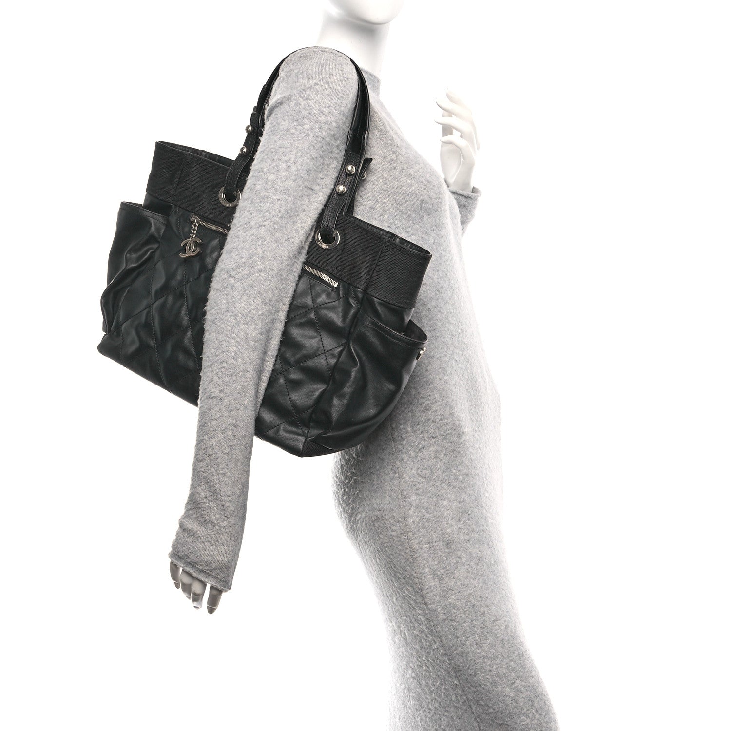 Chanel Coated Canvas Large Paris Biarritz Tote Black 2 of 10