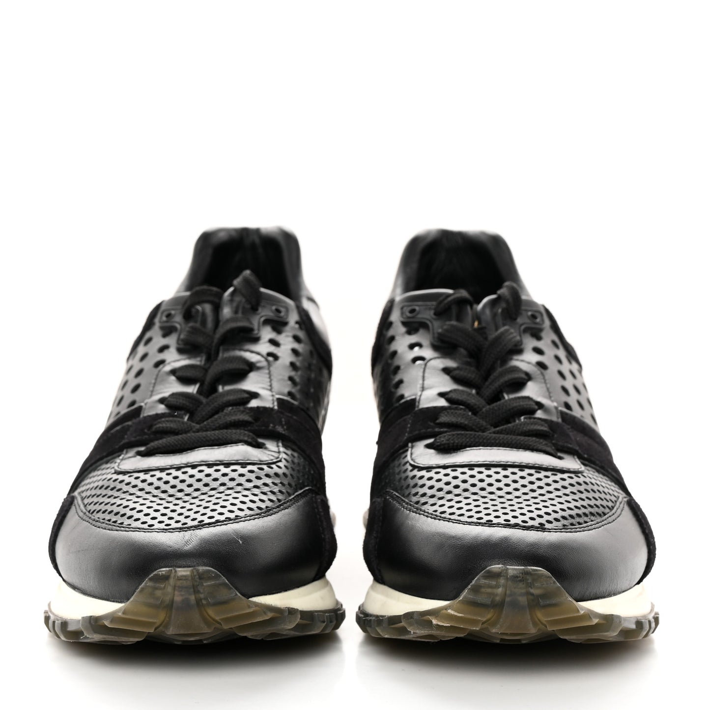 Nubuck Calfskin Perforated Run Away Sneakers 38.5 Black