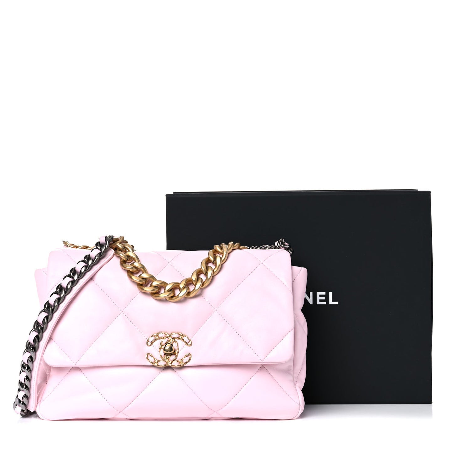 Lambskin Quilted Large Chanel 19 Flap Light Pink