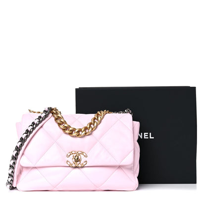Chanel Lambskin Quilted Large Chanel 19 Flap Light Pink 11 of 11