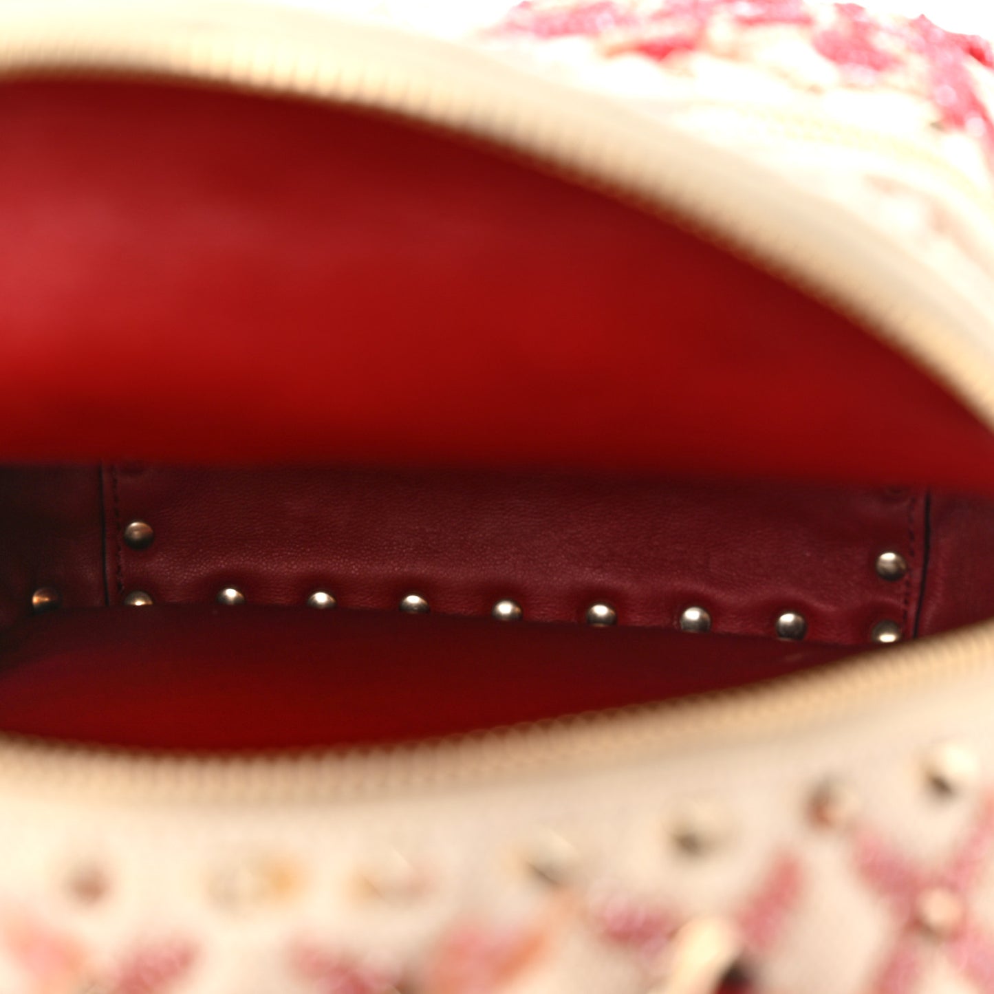 Canvas Beaded Mini Rockstud Spike Backpack Red