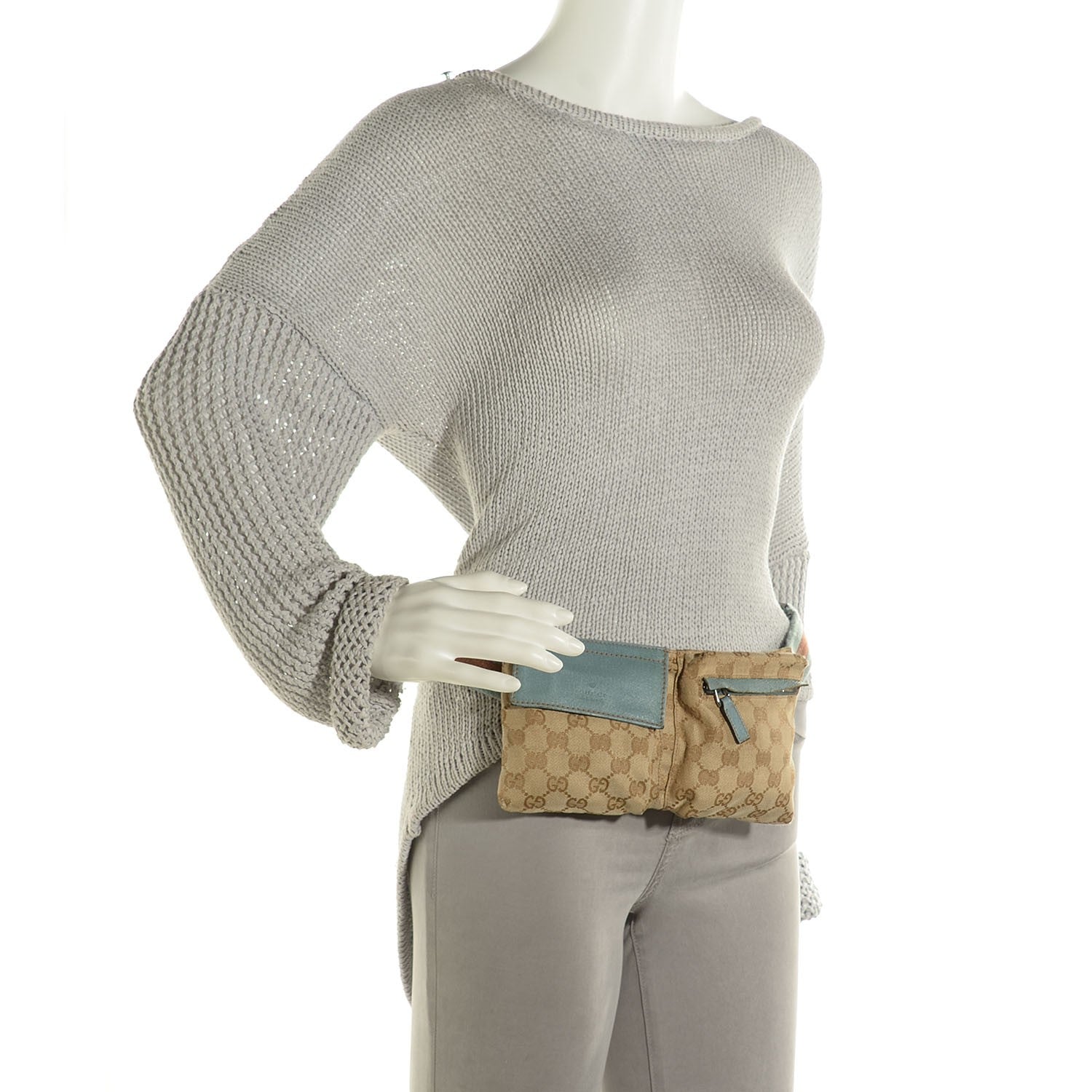Gucci GG Monogram Web Double Pocket Belt Bag Blue 2 of 8