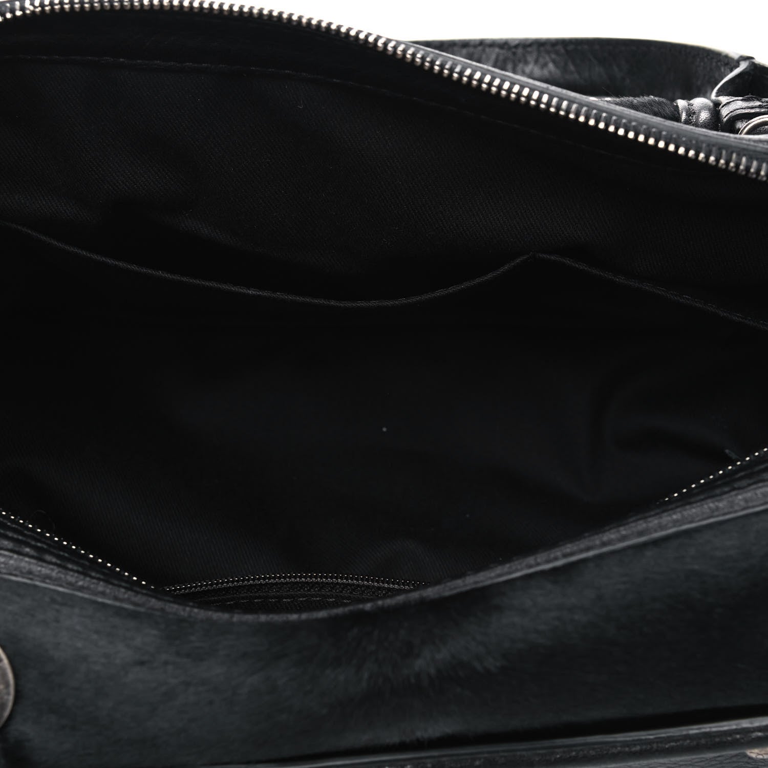 Chanel Calfskin Pony Hair Fringe Bowling Bag Black 4 of 4