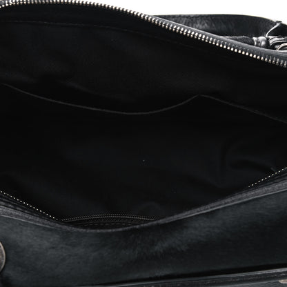 Chanel Calfskin Pony Hair Fringe Bowling Bag Black 4 of 4