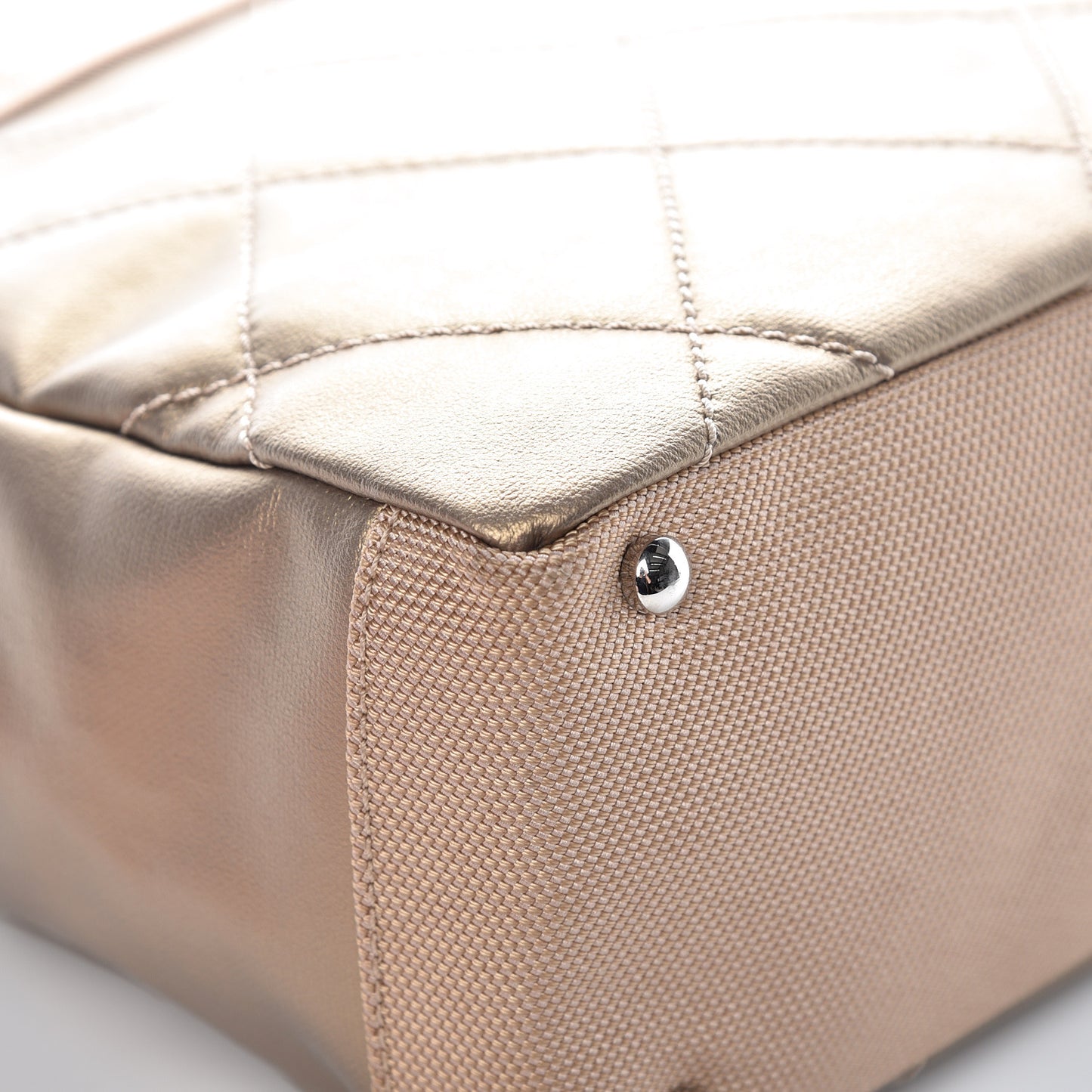 Metallic Coated Canvas Quilted Small Paris Biarritz Tote Gold