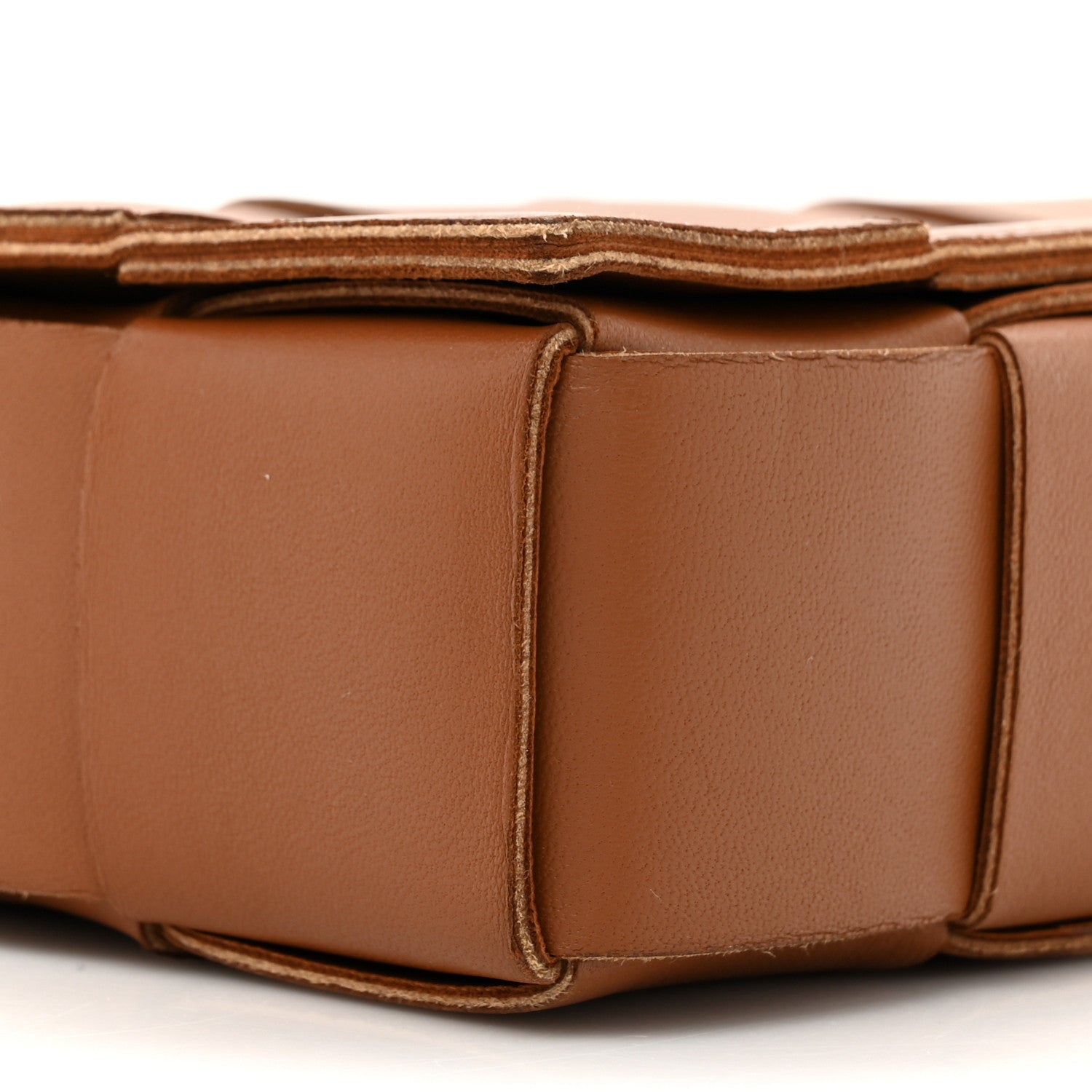 Bottega Veneta Lambskin Maxi Intrecciato Cassette Crossbody Bag Caramel 9 of 13