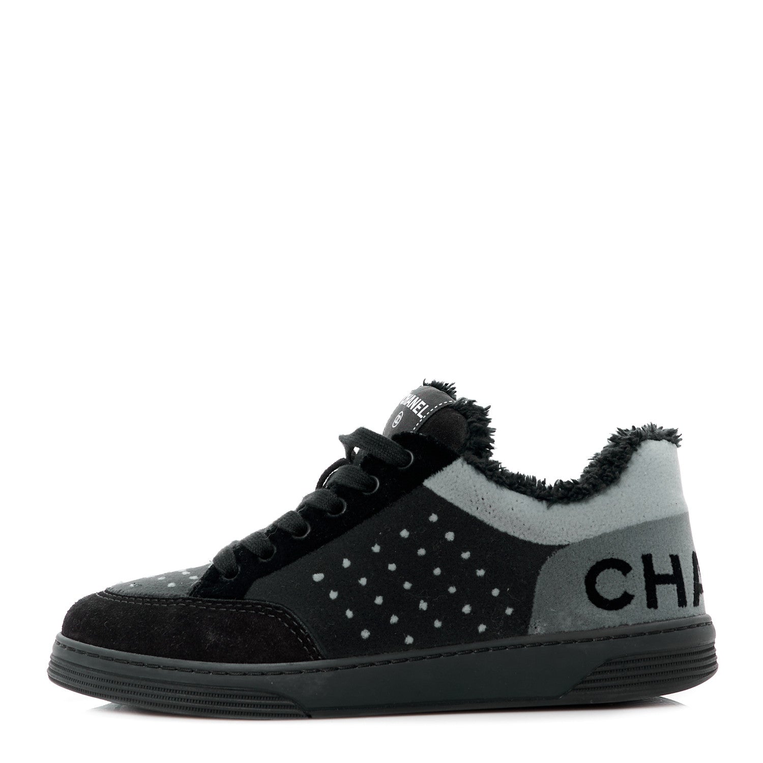 Chanel Fabric Suede Calfskin Logo Sneakers 36.5 Gray 1 of 10
