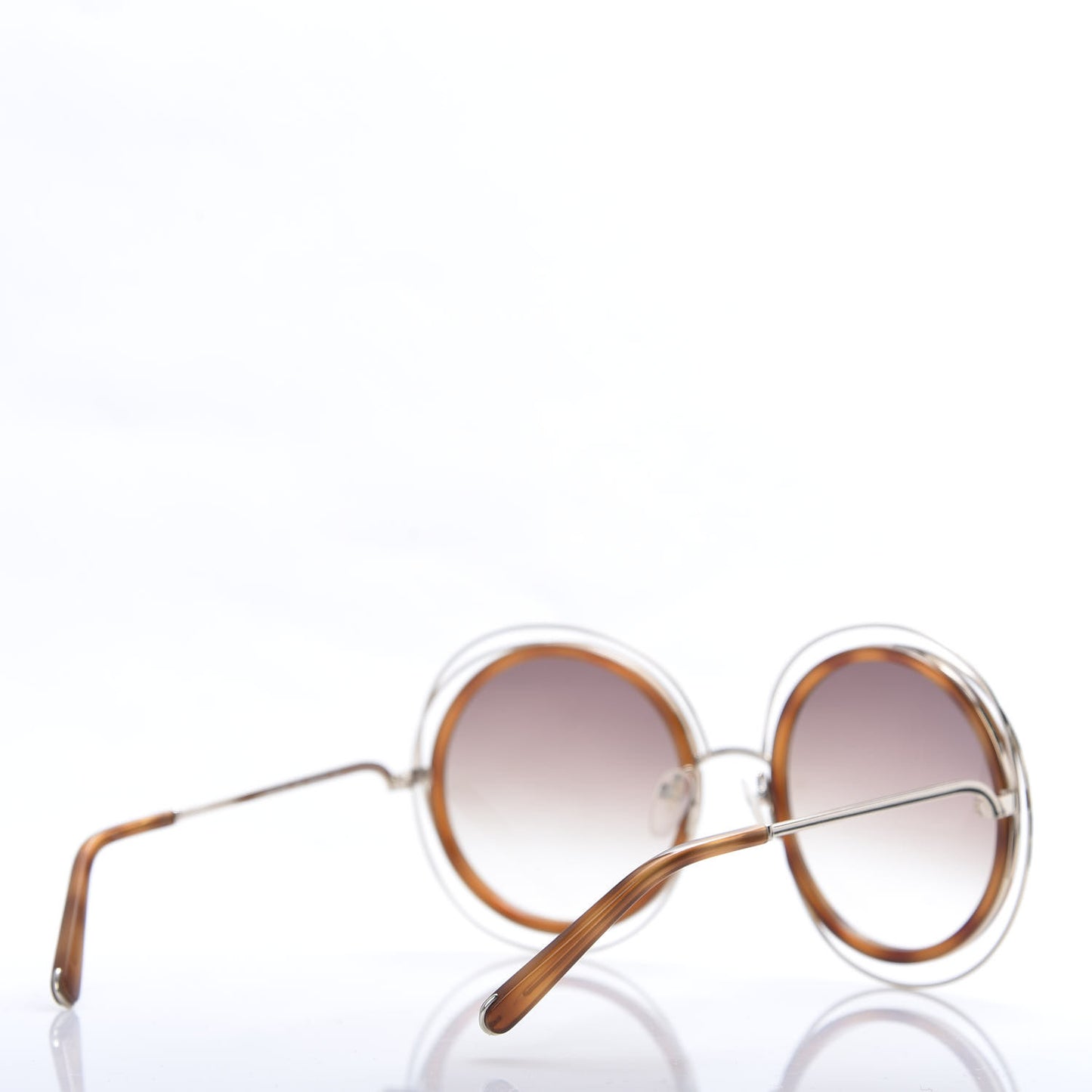 Metal Acetate Oversized Round Carlina Sunglasses CE120S Gold Blonde Havana
