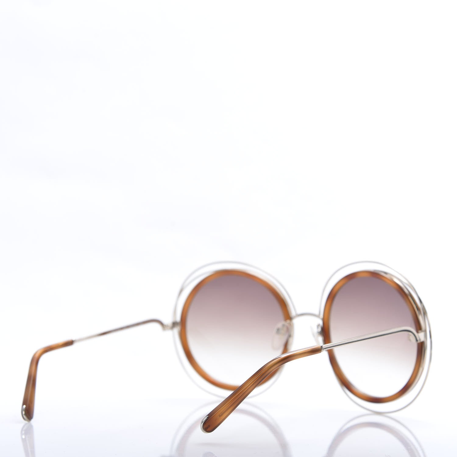Chloe Metal Acetate Oversized Round Carlina Sunglasses CE120S Gold Blonde Havana 4 of 7