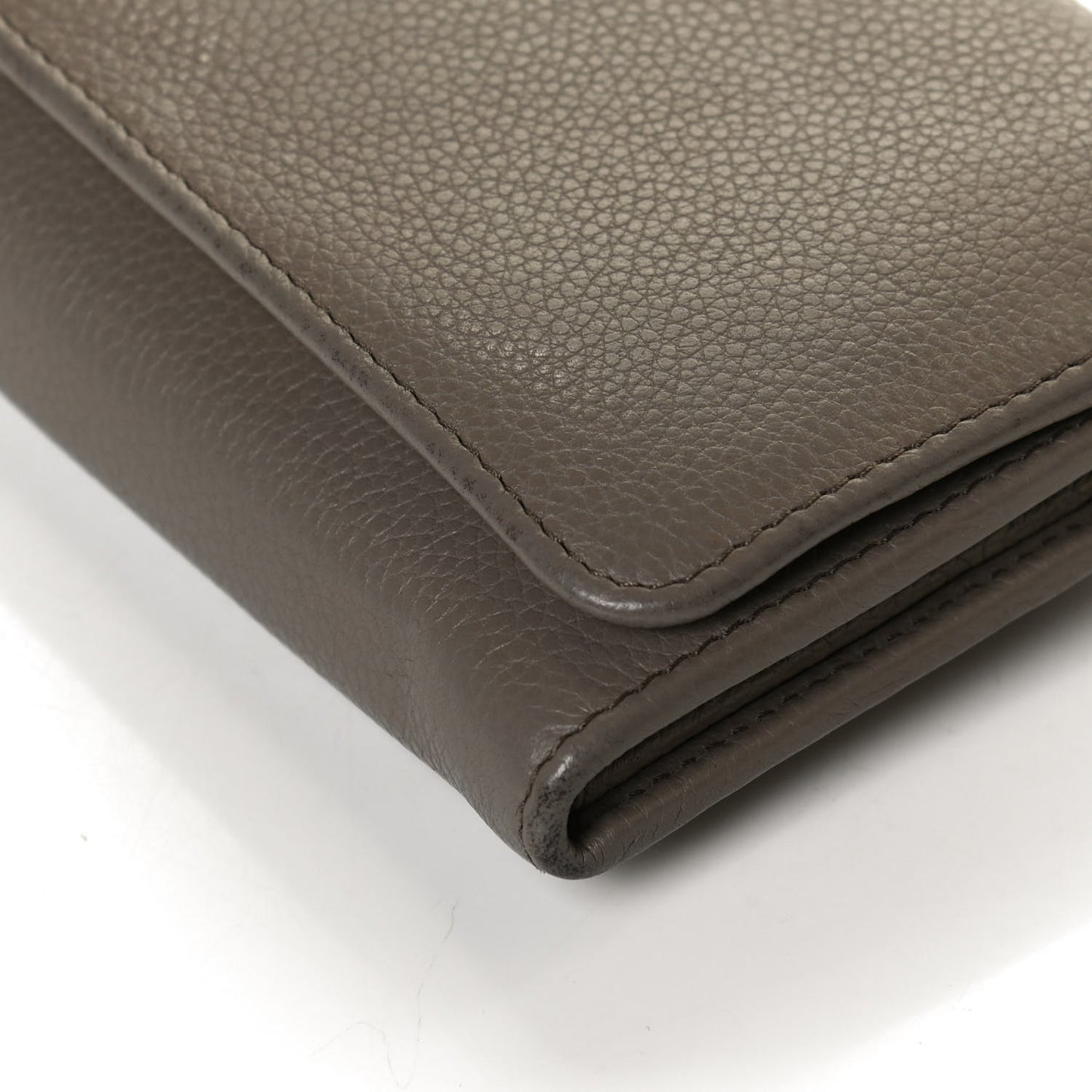 Vitello Daino Metal Continental Flap Wallet Argilla