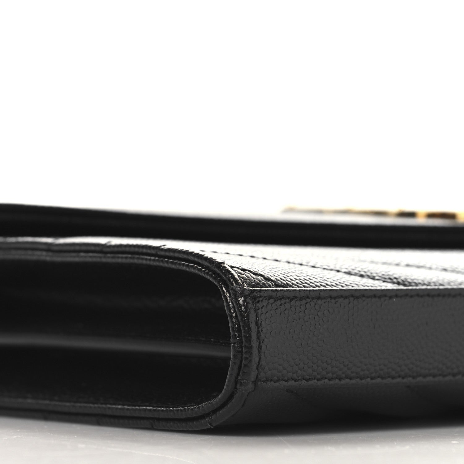 Saint Laurent Grain De Poudre Matelasse Chevron Monogram Chain Wallet Black 11 of 13
