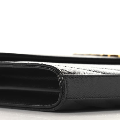 Saint Laurent Grain De Poudre Matelasse Chevron Monogram Chain Wallet Black 11 of 13