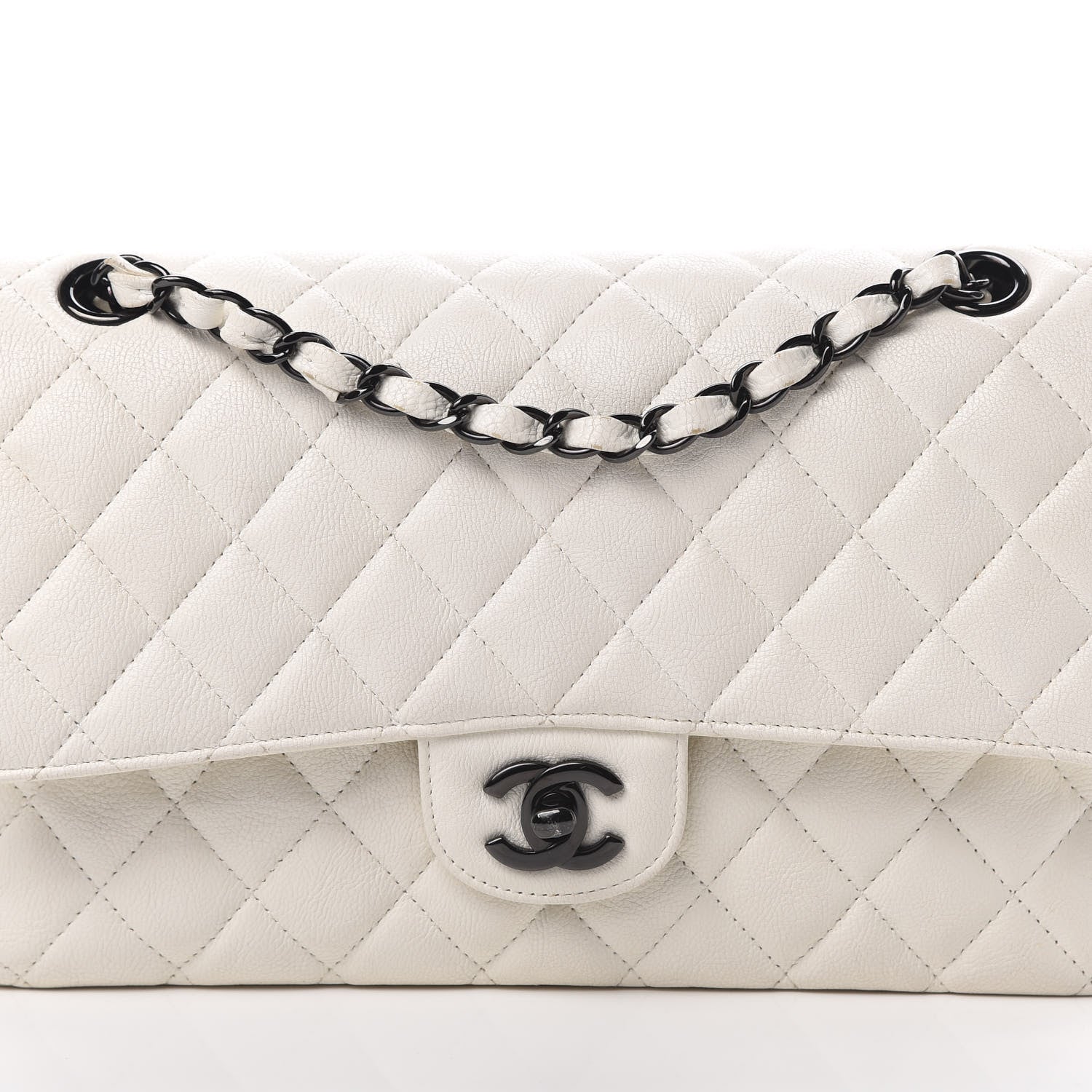 Chanel Crumpled Calfskin Quilted Medium Double Flap White 8 of 14