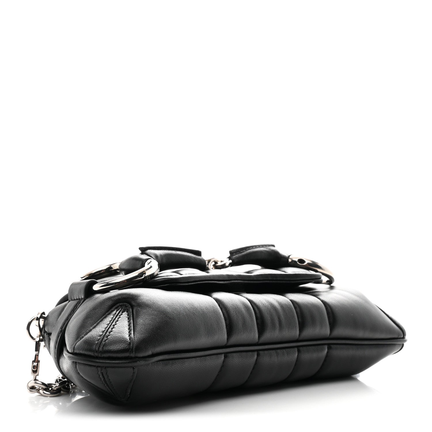 Gucci Nappa Vertical Matelasse Small Maxi Horsebit Chain Shoulder Bag Black 7 of 19