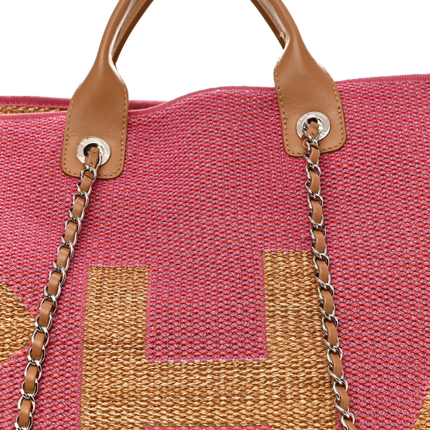 Mixed Fibers Large Shopping Bag Pink Beige