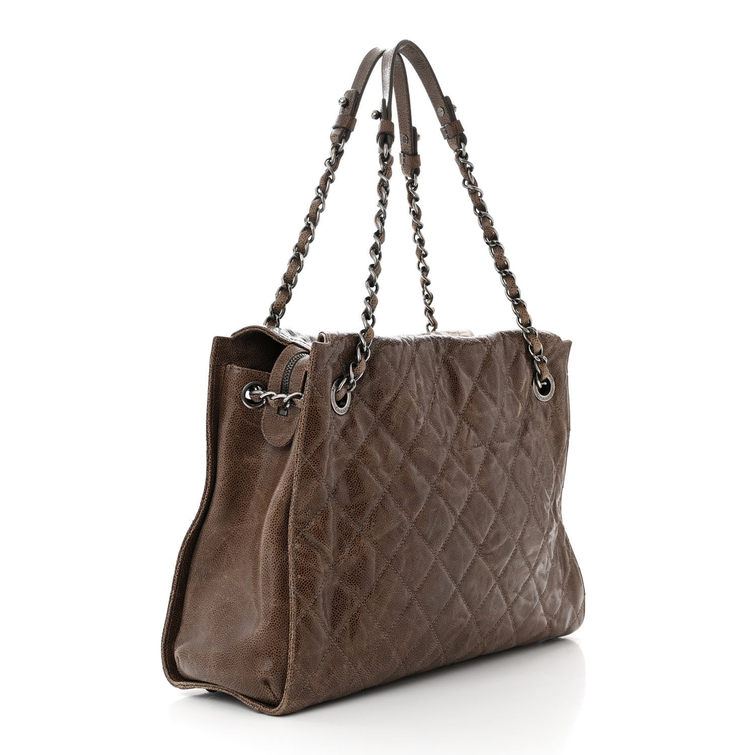Chanel Glazed Caviar Quilted Tote Brown 3 of 10