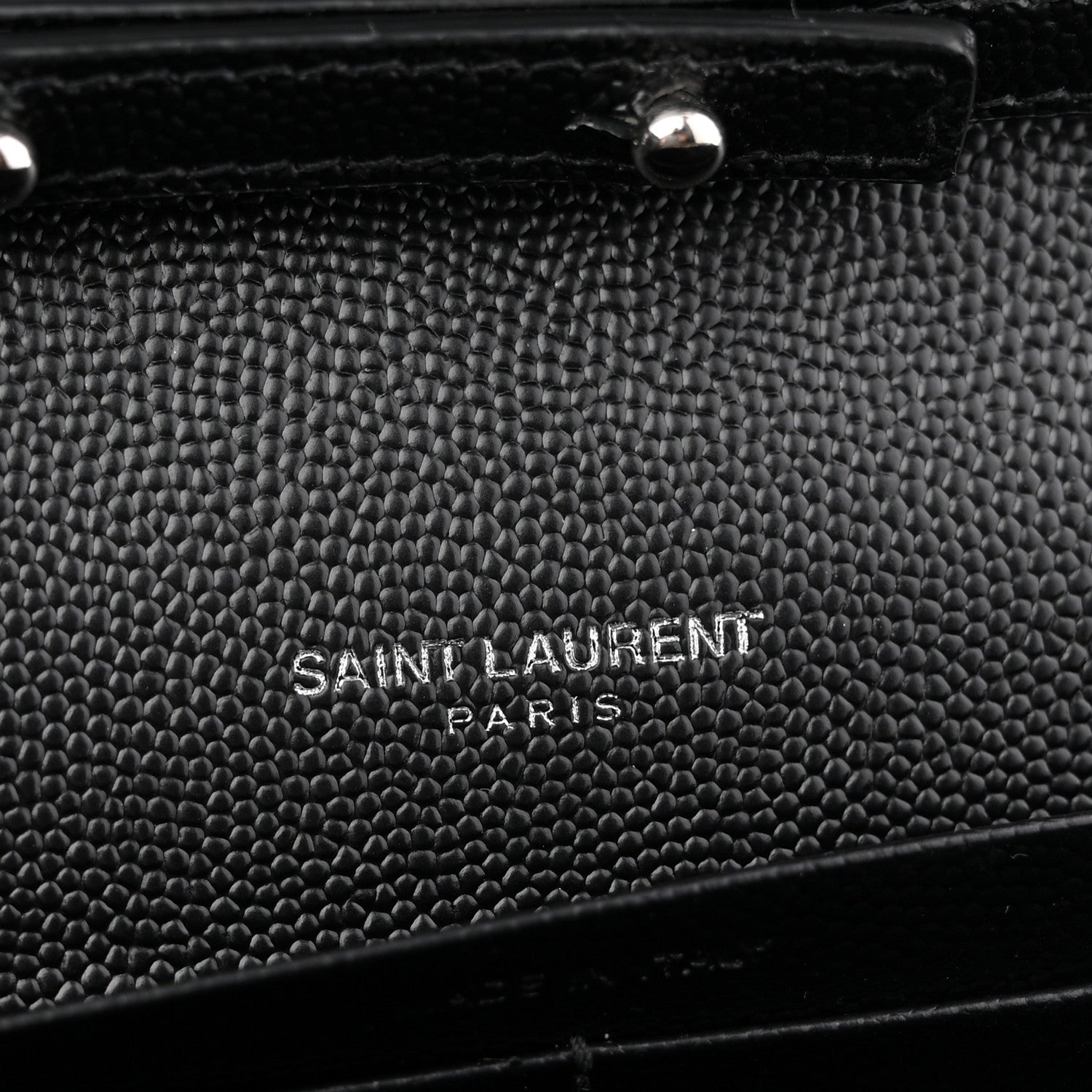 Saint Laurent Grain De Poudre Matelasse Chevron Monogram Chain Wallet Black 6 of 11