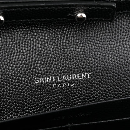 Saint Laurent Grain De Poudre Matelasse Chevron Monogram Chain Wallet Black 6 of 11