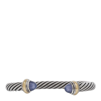 David Yurman Sterling Silver 14K Yellow Gold Chalcedony 7mm Cable Classics Bracelet 1 of 3