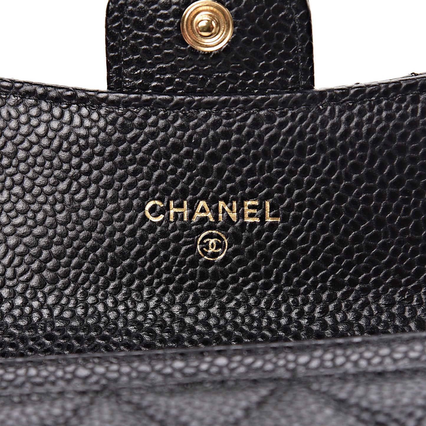 Caviar Quilted Flap Card Holder Wallet Black