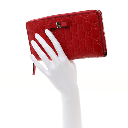 Gucci Guccissima Bow Zip Around Wallet Red 2 of 8