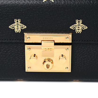 Gucci Grained Calfskin Bee Star Small Padlock Shoulder Bag Black 9 of 10