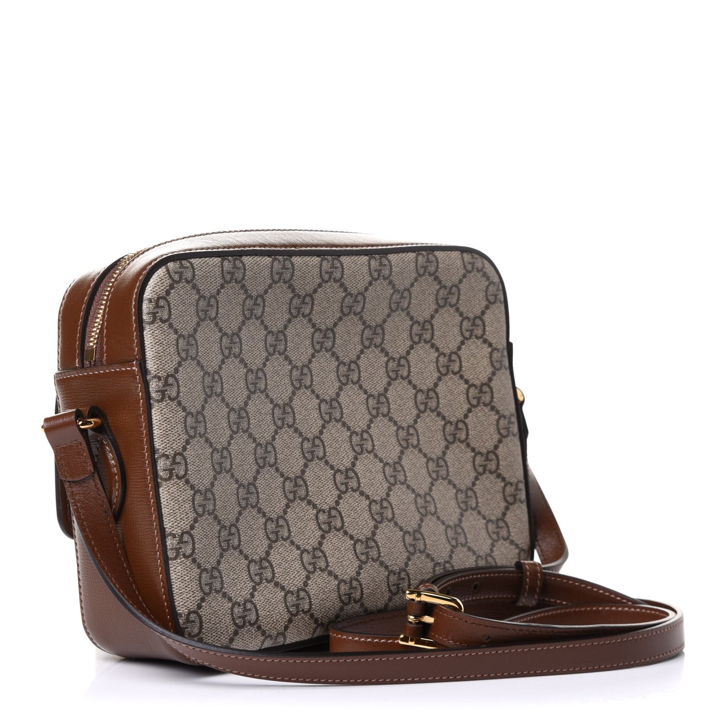 GG Supreme Monogram Small Horsebit 1955 Shoulder Bag Beige Brown Sugar