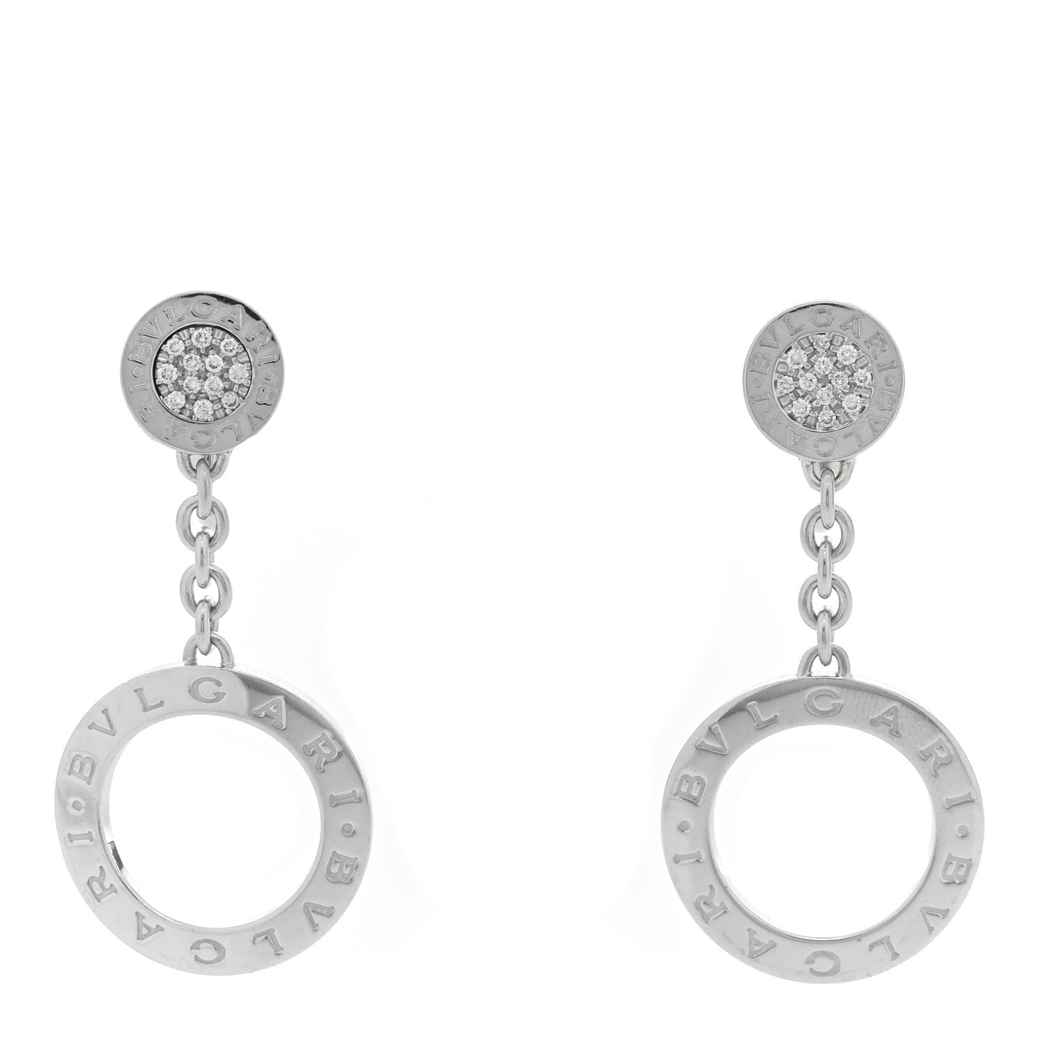 Bulgari 18K White Gold Diamond BVLGARI BVLGARI Drop Earrings 1 of 4