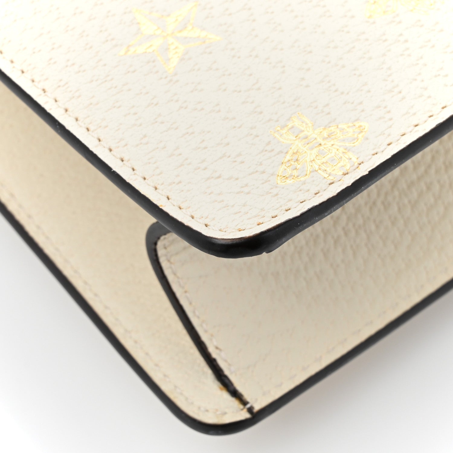 Gucci Textured Calfskin Bee Star Print Small Sylvie Shoulder Bag Mystic White 11 of 15