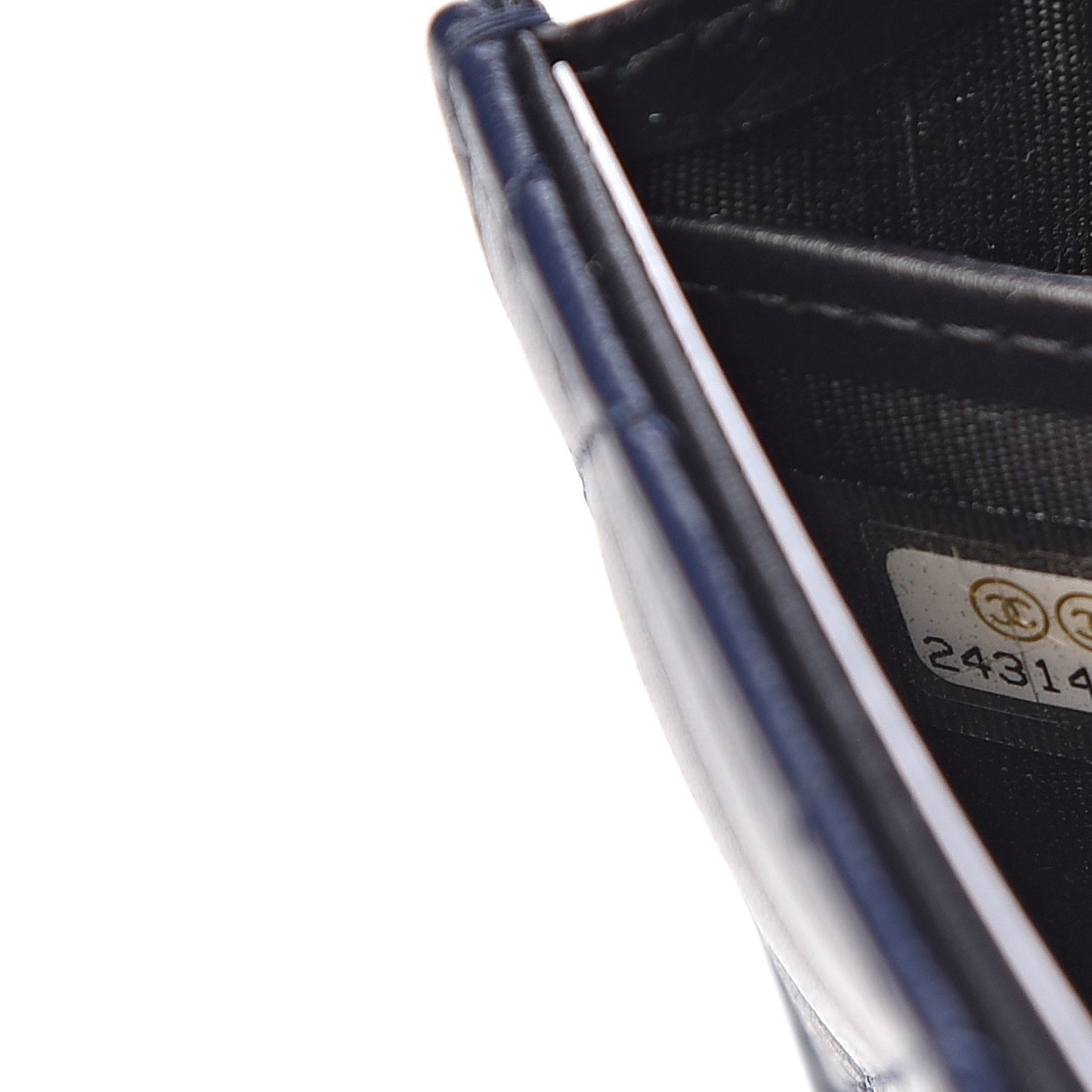Lambskin Quilted Large Gusset Flap Wallet Navy Black