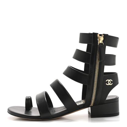 Chanel Calfskin Gladiator Sandals 35 Black 1 of 13