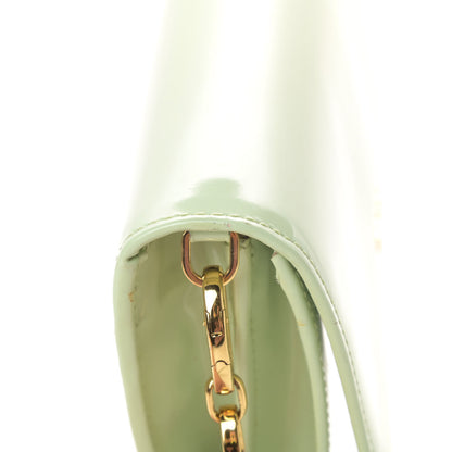 Prada Vernice Metal Bar Chain Wallet Light Green 16 of 16