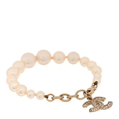 Chanel Graduated Pearl Crystal CC Bracelet Gold 1 of 5
