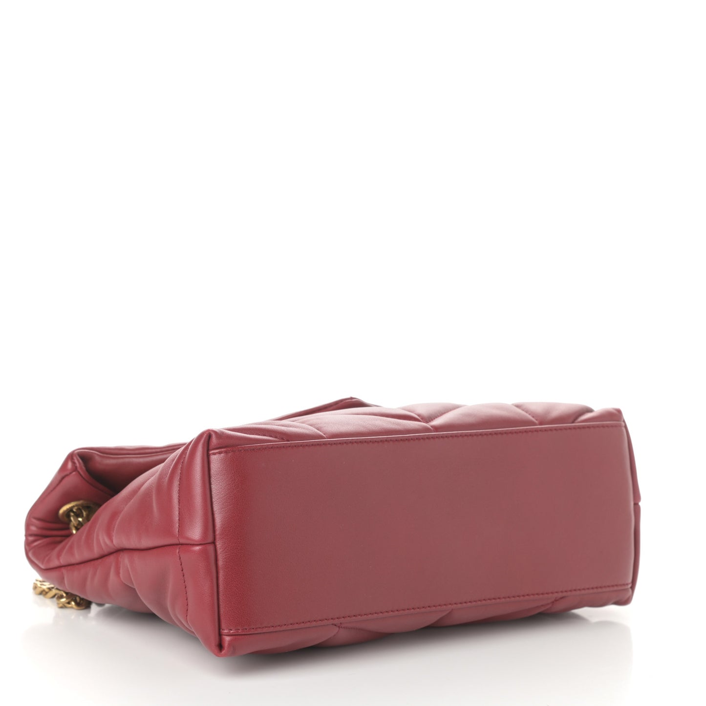 Lambskin Quilted Small Loulou Puffer Monogram Chain Satchel Red