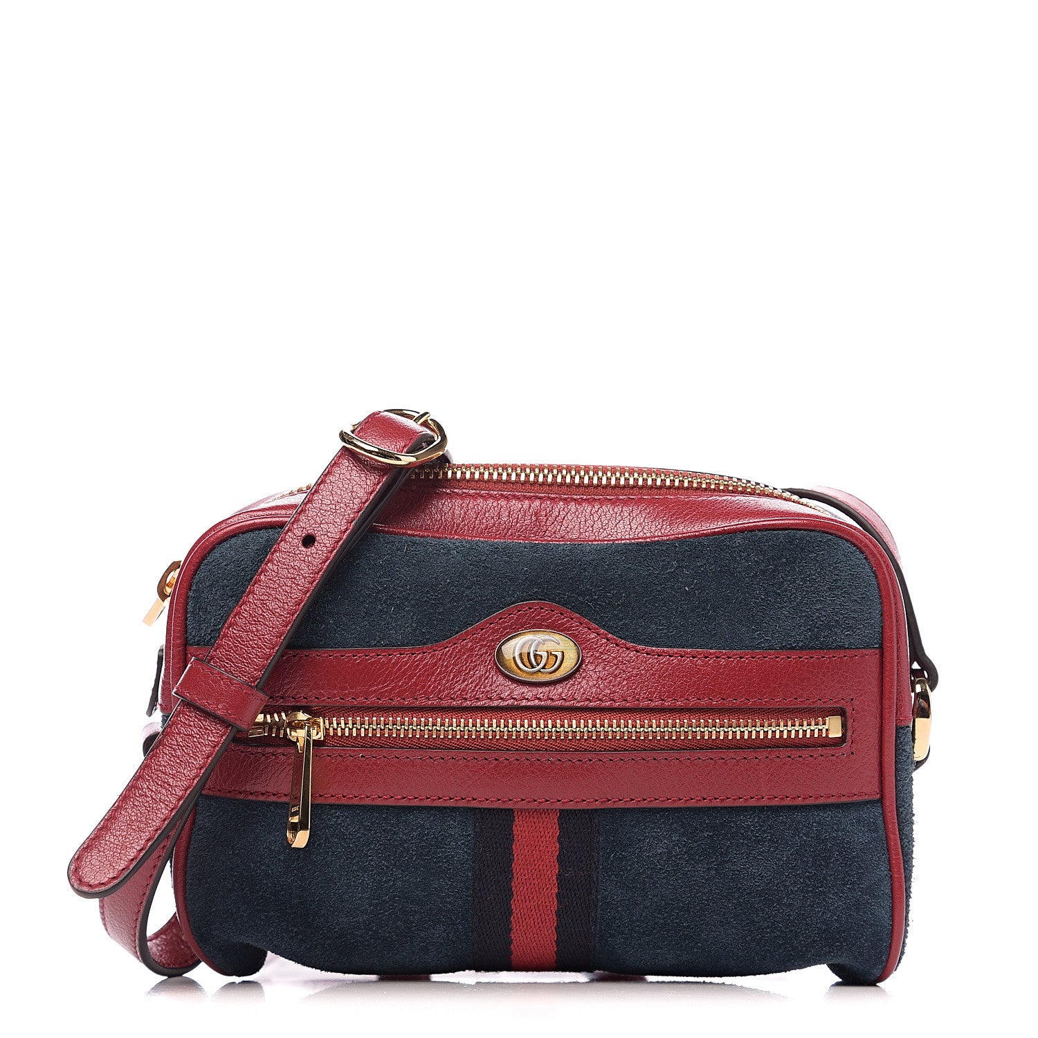 Gucci Suede Calfskin Web Mini Ophidia Shoulder Bag New Blue Romantic Cherry 1 of 9