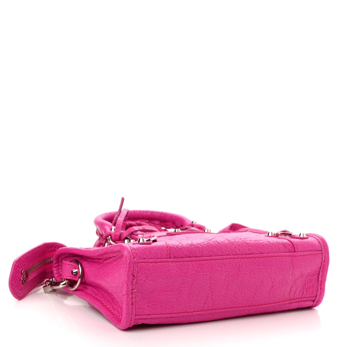 Agneau Classic Silver Hardware Nano City Fuchsia