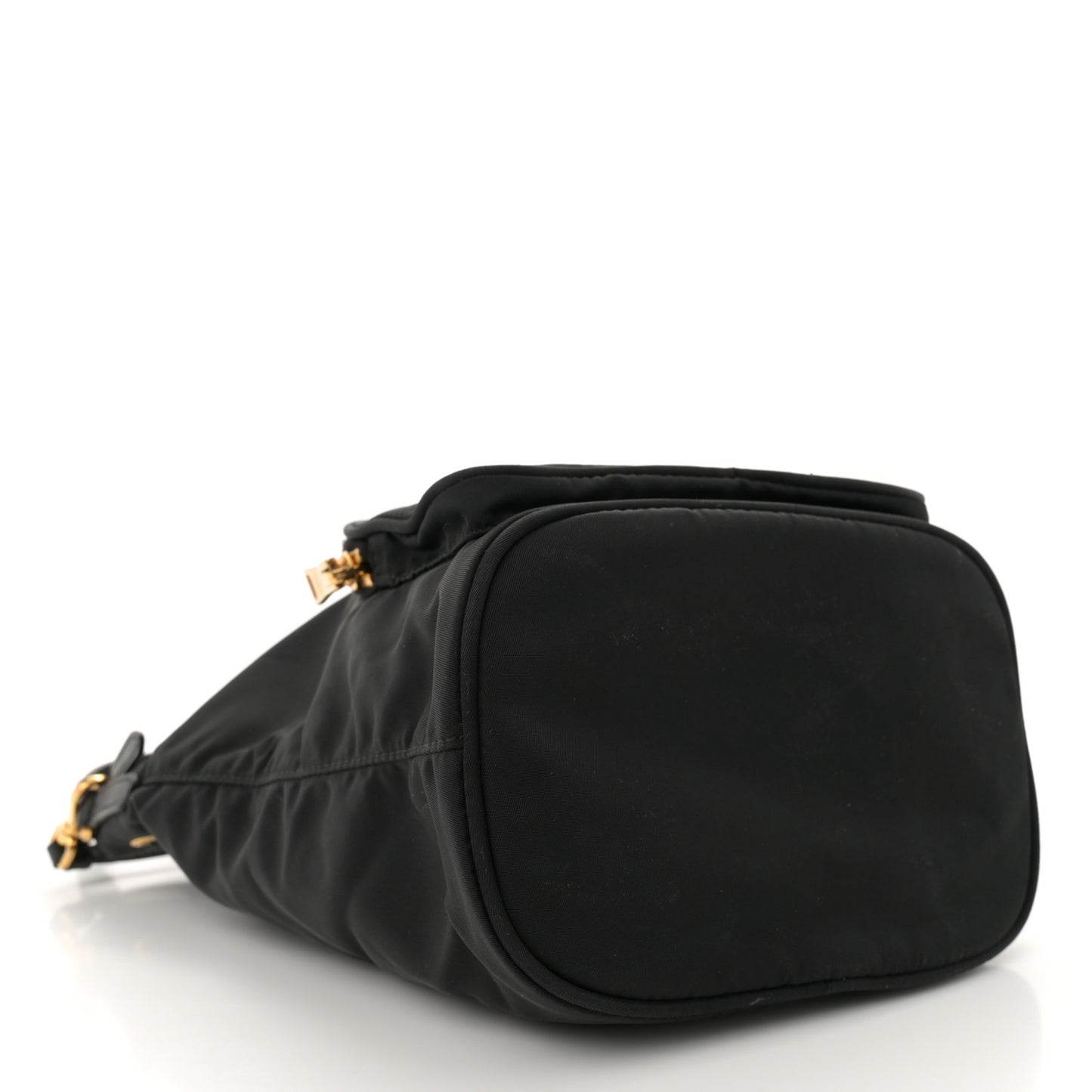 Nylon Vela Saffiano Mini Bucket Crossbody Bag Black